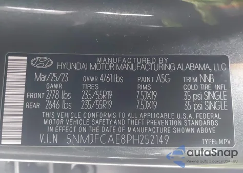 2023 Hyundai Tucson Sel из США, поврежденный, VIN 5NMJFCAE8PH252149